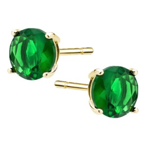 Cercei argint placati cu aur galben cu pietre verzi 8mm DiAmanti 2CO8EG_G-DIA (Argint 925‰ 2,1 g.)